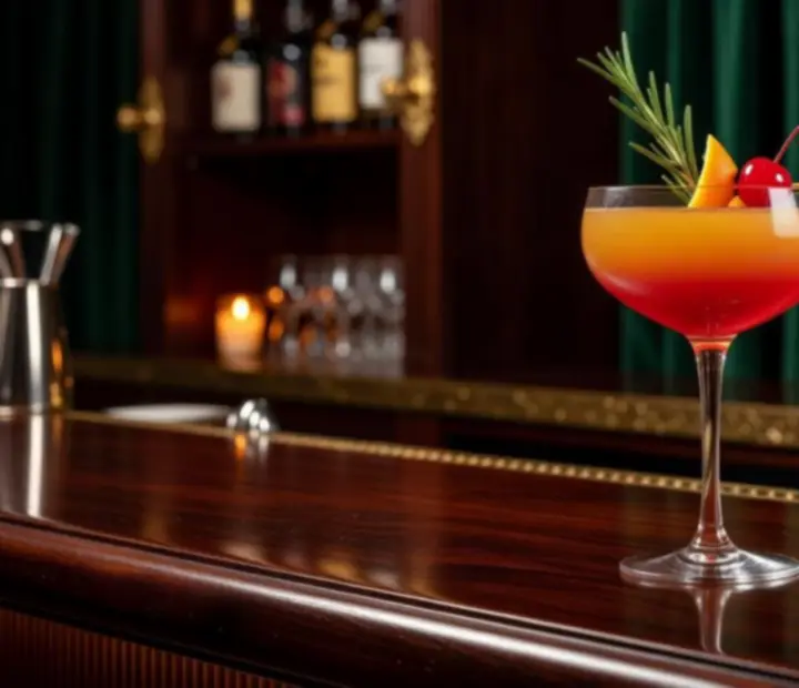 Bar élégant avec cocktails raffinés et lumière tamisée
