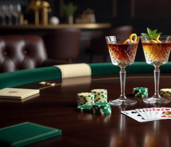 Cocktails signatures servis autour d'une table de poker