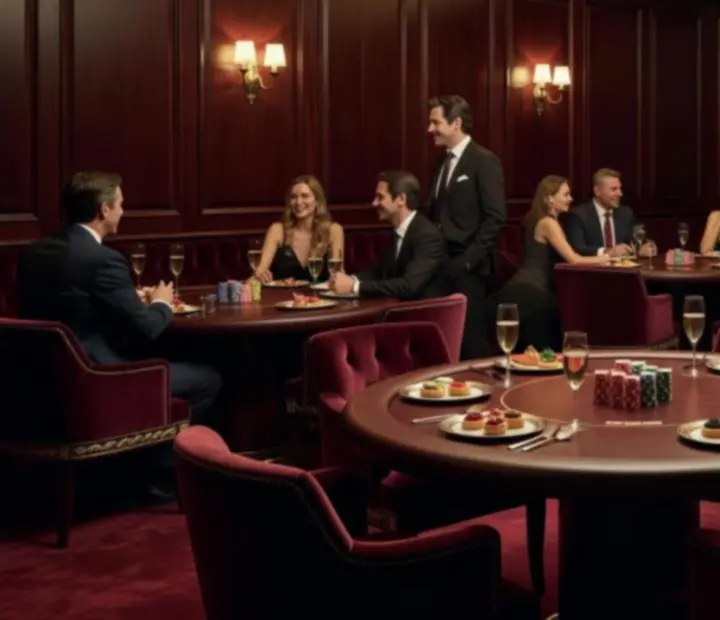 Table de poker élégante dressée pour un événement privé au restaurant Bel Unique