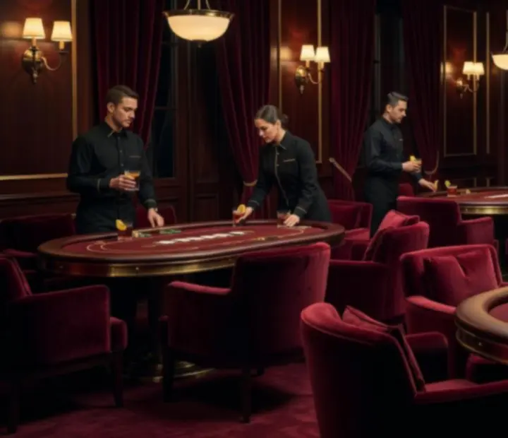 Salon de cartes privatisé avec fauteuils et tables de poker élégantes