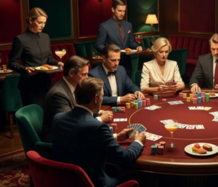 Soirée poker en présentiel avec cartes, jetons et ambiance tamisée