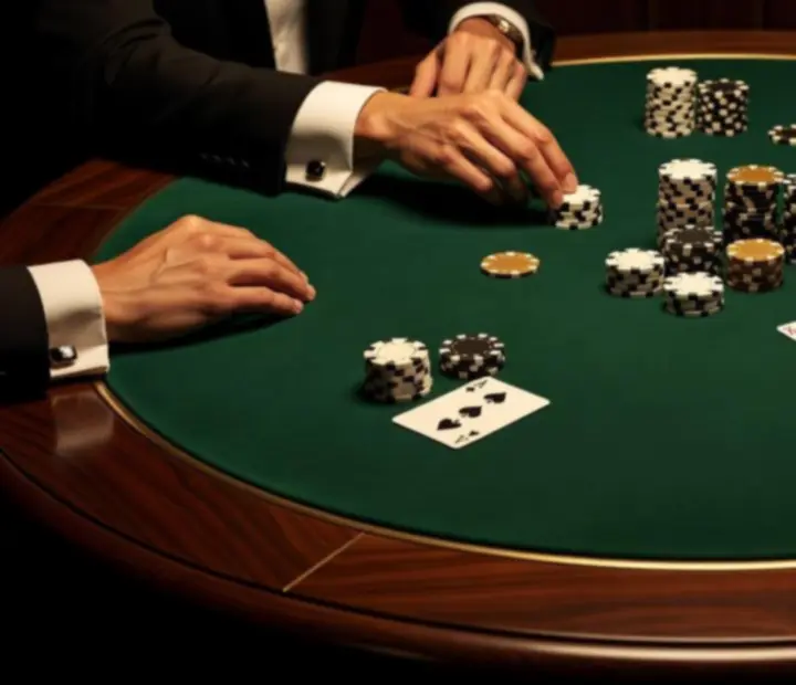 Tables de poker premium avec feutre vert et d&eacute;tails dor&eacute;s dans le salon de cartes